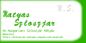 matyas szloszjar business card