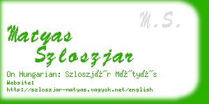 matyas szloszjar business card